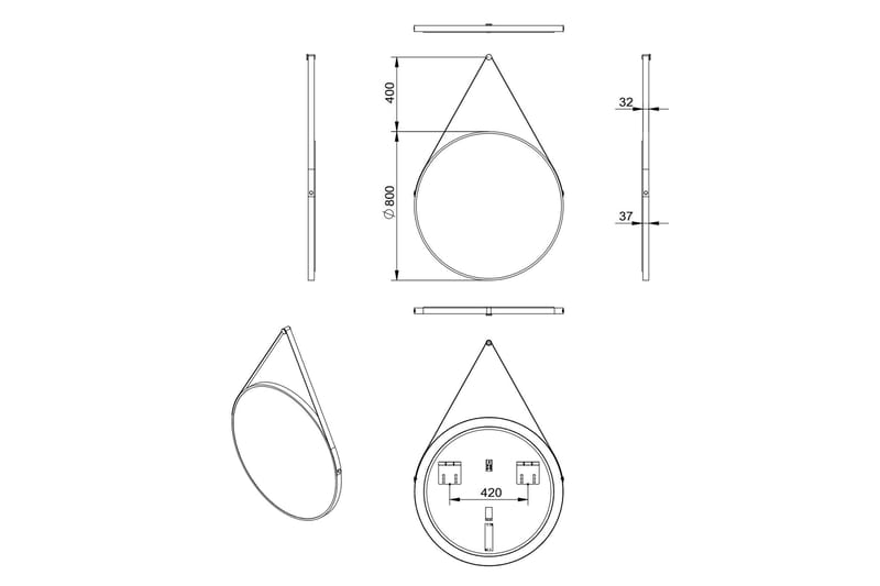 Allejaure Speil 80 cm Rundt - Gull - Interiør - Baderomsinnredning - Baderomsspeil