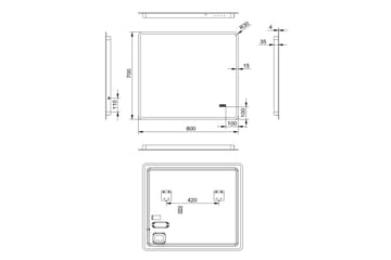 Aspsele Baderomsspeil 70 cm LED-Lys - Interiør - Baderomsinnredning - Baderomsspeil