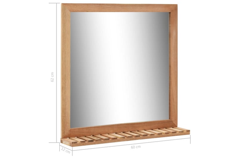 Baderomsspeil 60x12x62 cm heltre valnøtt - Brun - Speil - Baderomsspeil