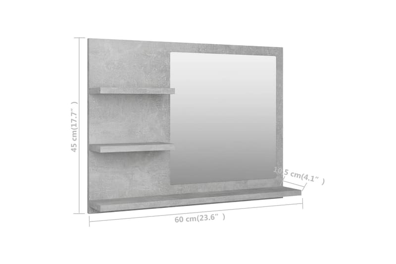 Baderomsspeil betonggrå 60x10,5x45 cm sponplate - Grå - Baderomsspeil - Speil