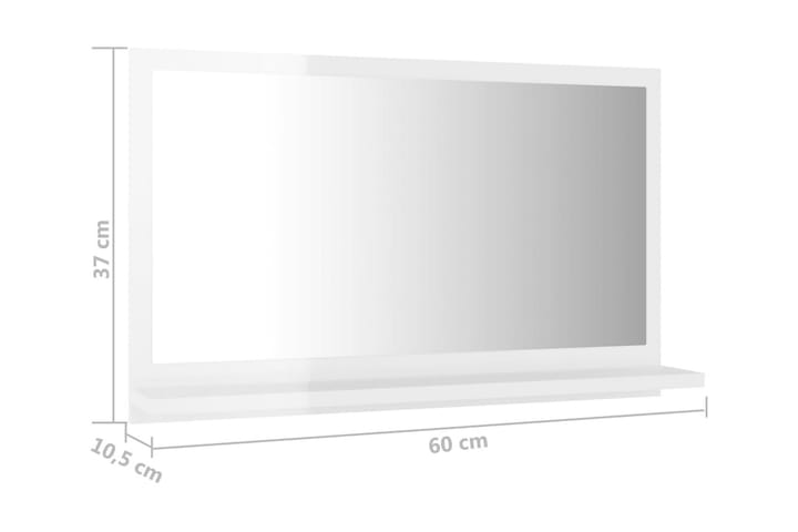 Baderomsspeil høyglans hvit 60x10,5x37 cm sponplate - Hvit - Baderomsspeil
