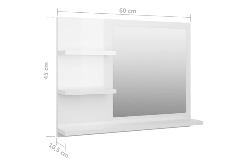 Baderomsspeil høyglans hvit 60x10,5x45 cm sponplate - Hvit - Baderomsspeil - Speil