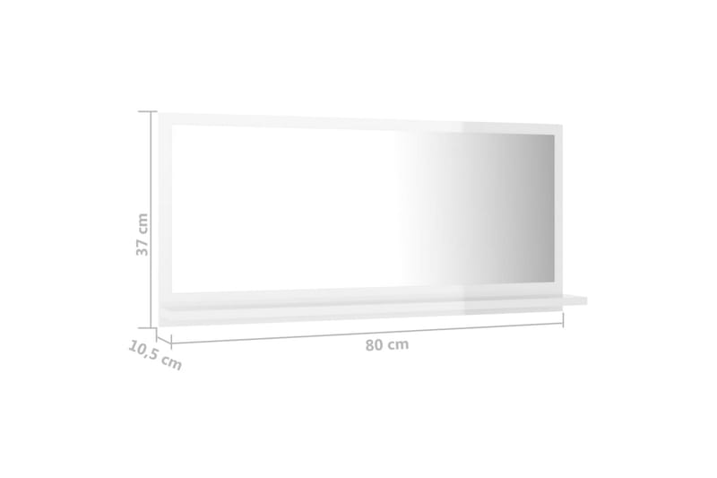 Baderomsspeil høyglans hvit 80x10,5x37 cm sponplate - Hvit - Speil - Baderomsspeil