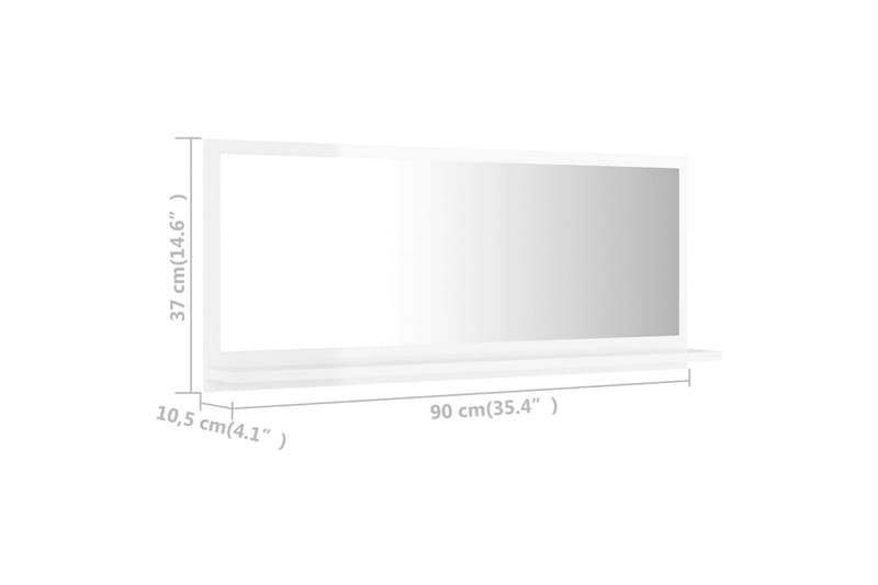 Baderomsspeil høyglans hvit 90x10,5x37 cm sponplate - Hvit - Speil - Baderomsspeil