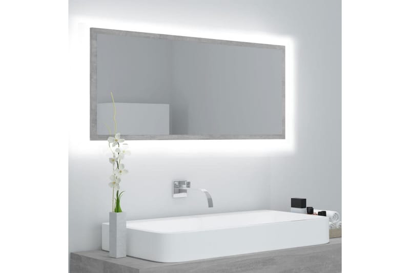 Baderomsspeil LED 100x8,5x37 cm sponplate betonggrå - Grå - Baderomsspeil - Speil