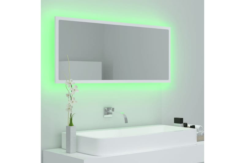 Baderomsspeil LED 100x8,5x37 cm sponplate hvit - Hvit - Speil - Baderomsspeil
