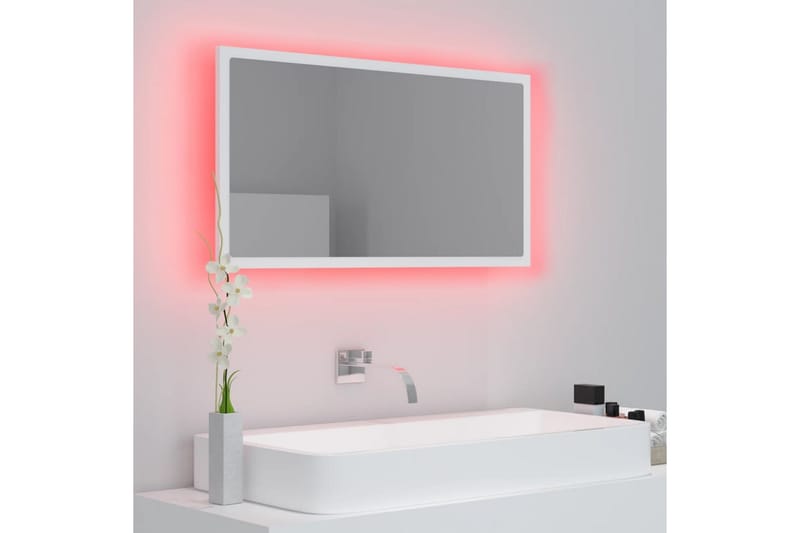 Baderomsspeil LED 80x8,5x37 cm sponplate hvit - Hvit - Speil - Baderomsspeil