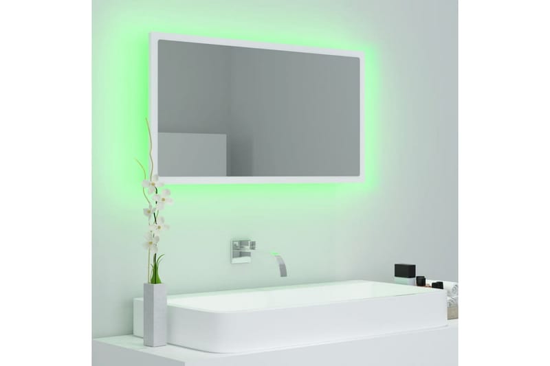 Baderomsspeil LED 80x8,5x37 cm sponplate hvit - Hvit - Speil - Baderomsspeil