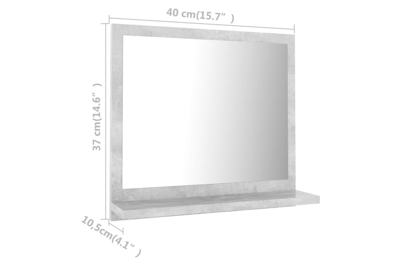 Baderomsspeil betonggrå 40x10,5x37 cm sponplate - Grå - Speil - Baderomsspeil