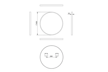 Digerberget Speil 60 cm Rund - Kobber - Interiør - Baderomsinnredning - Baderomsspeil