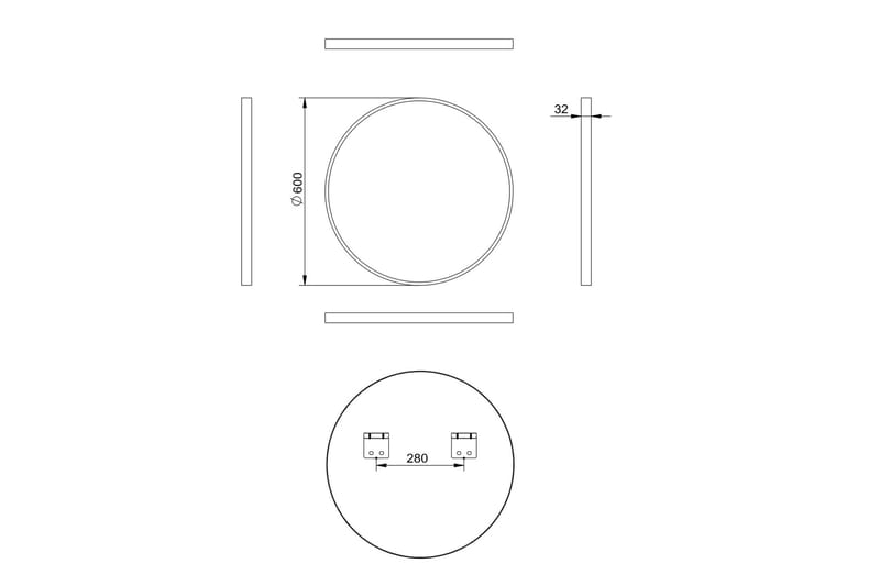Digerberget Speil 60 cm Rund - Kobber - Interiør - Baderomsinnredning - Baderomsspeil