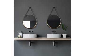 Djupqvior Speil 55 cm Rund - Svart/Gull - Interiør - Baderomsinnredning - Baderomsspeil