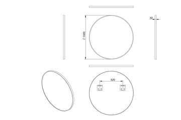 Gottsätter Speil 100 cm Rundt - Svart - Interiør - Baderomsinnredning - Baderomsspeil