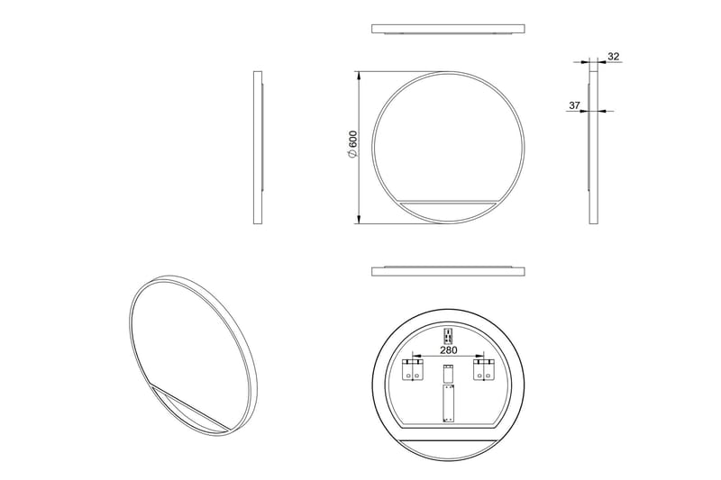 Gottsätter Speil 60 cm Rundt - Svart - Interiør - Baderomsinnredning - Baderomsspeil