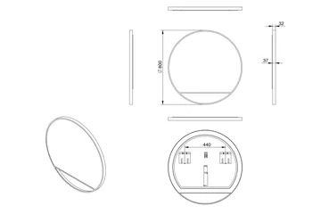 Gottsätter Speil 80 cm Rundt - Svart - Interiør - Baderomsinnredning - Baderomsspeil