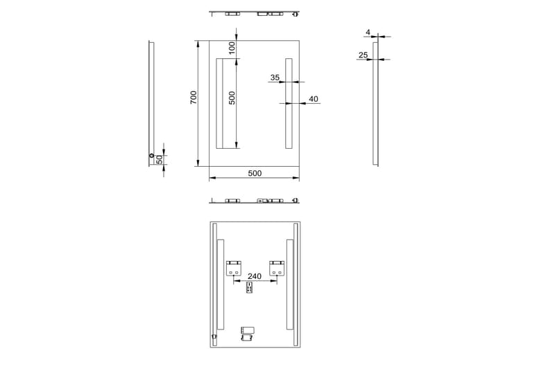 Jordberga Baderomsspeil 70 cm LED-Lys - Interiør - Baderomsinnredning - Baderomsspeil