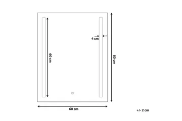 Kilmurray Speil LED 60x80 cm - Sølv - Interiør - Baderomsinnredning - Baderomsspeil
