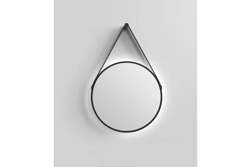 Knutby Speil 50 cm Rund LED-Lys - Svart - Interiør - Baderomsinnredning - Baderomsspeil