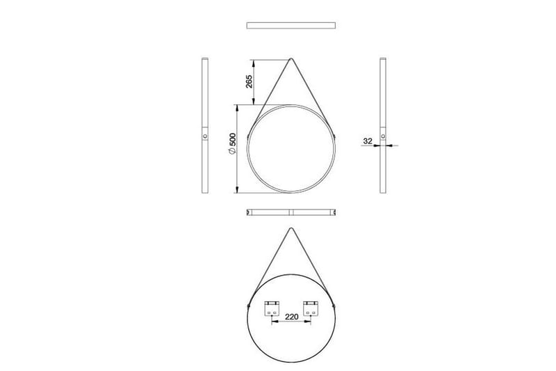 Knutby Speil 50 cm Rund - Svart - Interiør - Baderomsinnredning - Baderomsspeil