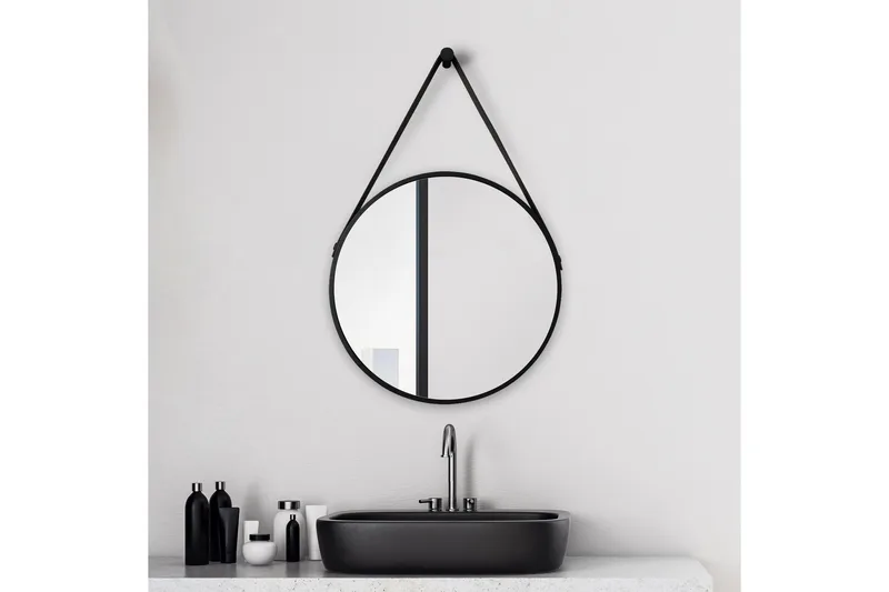 Knutby Speil 50 cm Rund - Svart - Interiør - Baderomsinnredning - Baderomsspeil