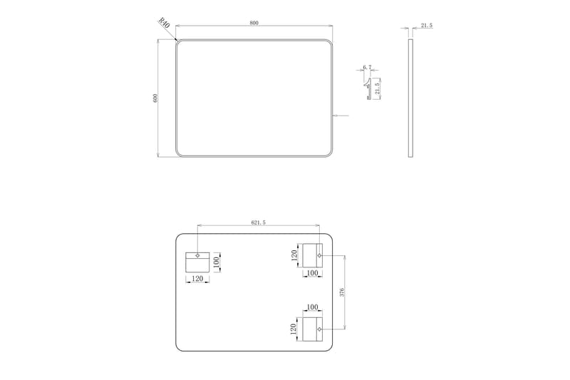 Knutby Veggspeil 60 cm - Svart - Interiør - Baderomsinnredning - Baderomsspeil