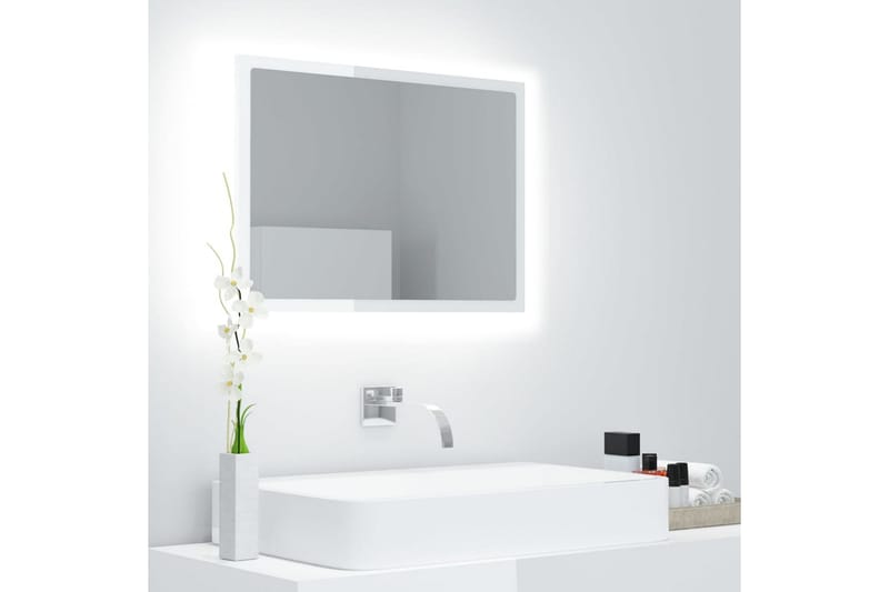 LED Baderomsspeil 60x8,5x37 cm sponplate høyglans hvit - Hvit - Speil - Baderomsspeil