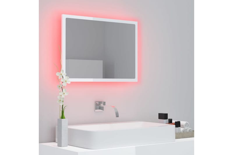 LED Baderomsspeil 60x8,5x37 cm sponplate høyglans hvit - Hvit - Speil - Baderomsspeil