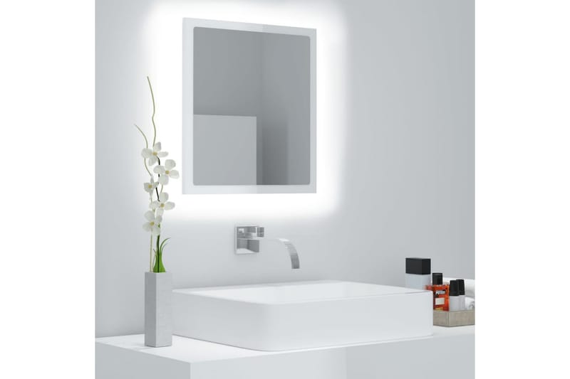 LED Baderomsspeil høyglans hvit 40x8,5x37 cm sponplate - Hvit - Baderomsspeil - Speil