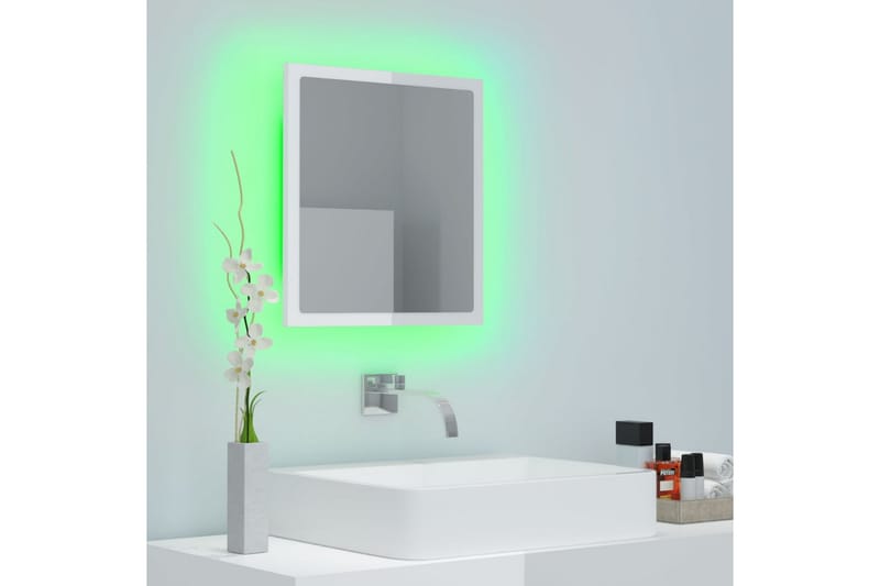 LED Baderomsspeil h�øyglans hvit 40x8,5x37 cm sponplate - Hvit - Baderomsspeil - Speil