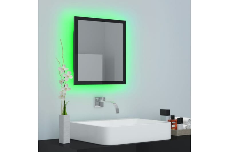 LED Baderomsspeil høyglans svart 40x8,5x37 cm sponplate - Svart - Speil - Baderomsspeil
