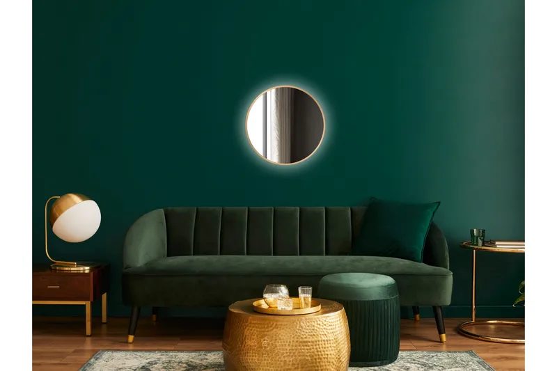 Nävesta Speil 50 cm Rundt - Gull - Interiør - Baderomsinnredning - Baderomsspeil