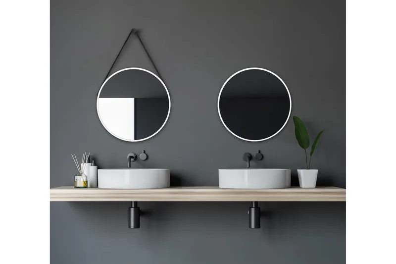 Nävesta Speil 50 cm Rundt, Hvit