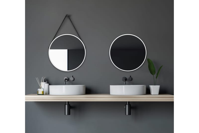 Nävesta Speil 50 cm Rundt, Hvit