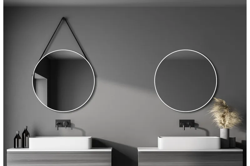 Nävesta Speil 80 cm Rundt, Hvit