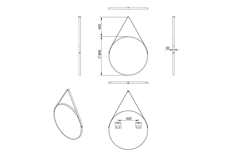 Nävesta Speil 80 cm Rundt - Kobber - Interiør - Baderomsinnredning - Baderomsspeil
