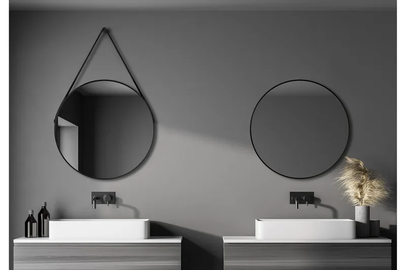 Nävesta Speil 80 cm Rundt, Svart