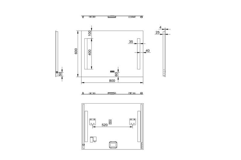 Purnuvara Baderomsspeil 60 cm LED-Lys - Interiør - Baderomsinnredning - Baderomsspeil