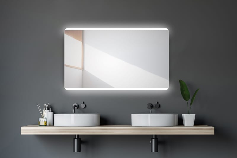 Speil Bockstboda 120x70 cm - Sølv - Baderomsspeil med belysning - Baderomsspeil - Speil