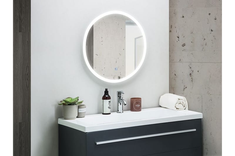 Speil Candanedo LED-belysning - Sølv - Baderomsspeil med belysning - Baderomsspeil - Speil