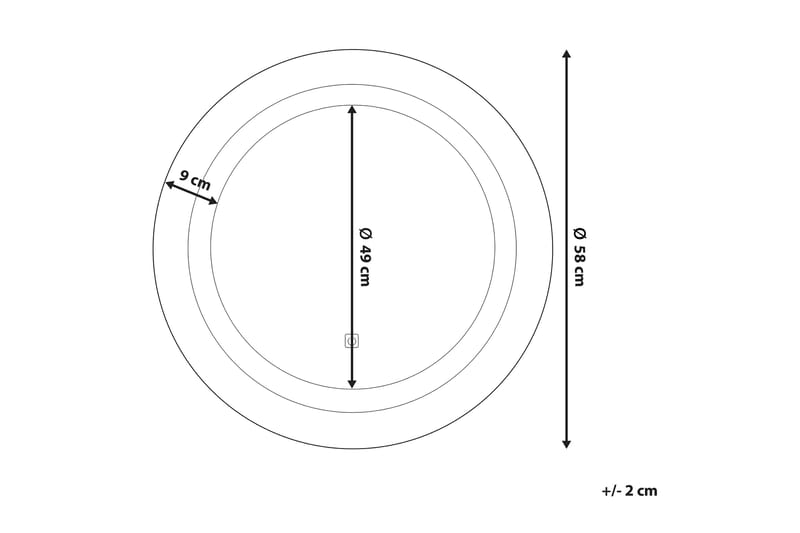 Speil Cemre LED Rund 58x58 cm - Sølv - Baderomsspeil med belysning - Speil - Baderomsspeil