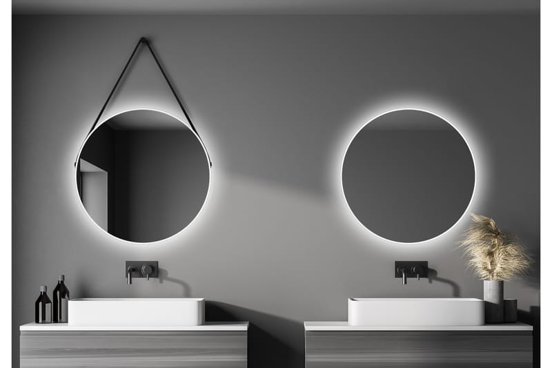 Speil Delaryd 80 cm - Hvit - Baderomsspeil med belysning - Speil - Baderomsspeil
