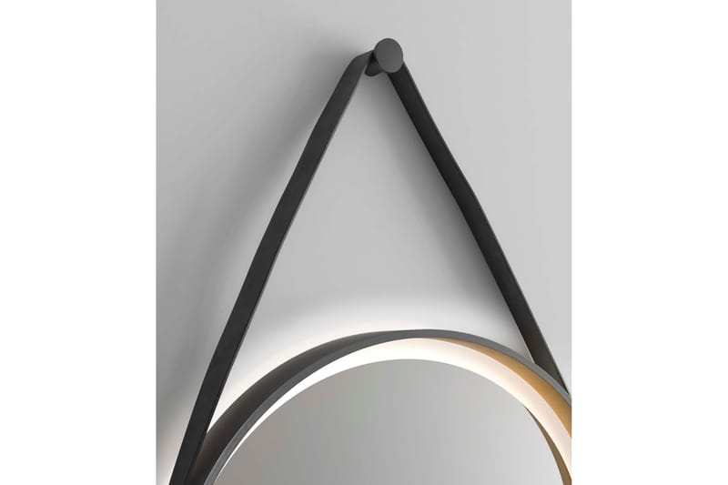 Speil Eskildstorp 55 cm Rund LED-Lys - Svart|Gull - Baderomsspeil med belysning - Speil - Baderomsspeil