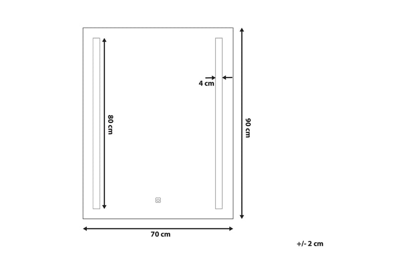 Speil Luisito LED 70x90 cm - Sølv - Baderomsspeil med belysning - Speil - Baderomsspeil