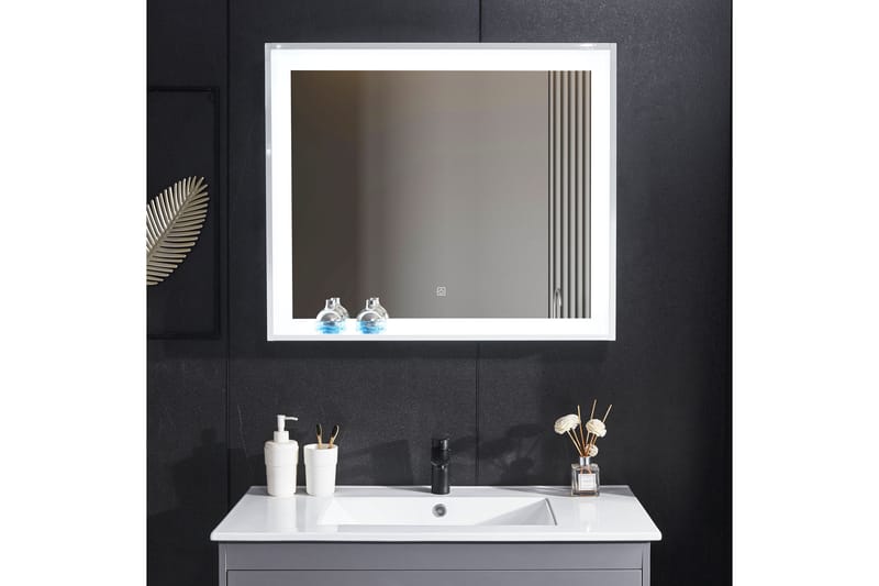 Speil med innebygd LED-belysning og hyllekant 13x68 cm Hvit - Lyfco - Baderomsspeil med belysning - Speil - Baderomsspeil