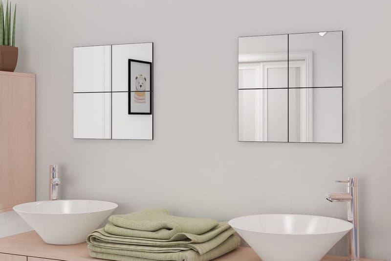 Speilfliser rammeløs glass 8 stk 20,5 cm - Sølv - Speil - Baderomsspeil