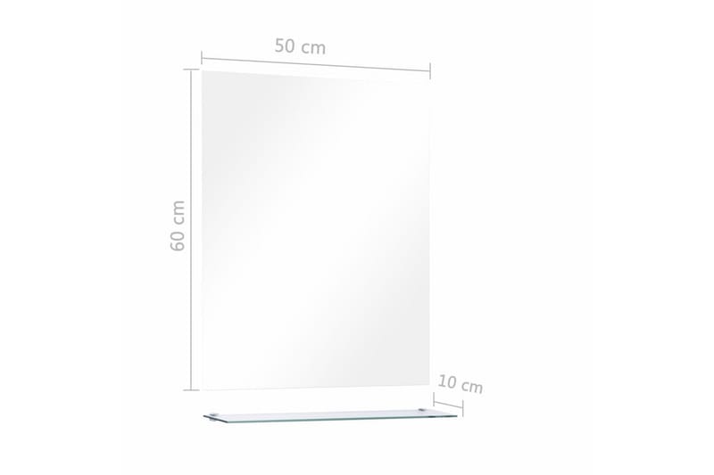 Veggspeil med hylle 50x60 cm herdet glass -   - Baderomsspeil