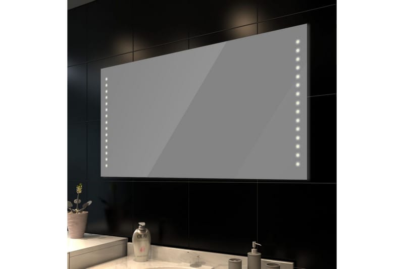 Veggspeil med LED-lys 100 x 60 cm (L x H) - Sølv - Baderomsspeil med belysning - Speil - Baderomsspeil