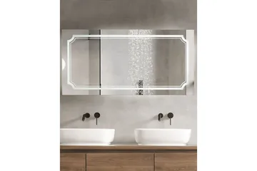 Badrumsspegel med LED Beliani Arromachnes Silver - Interiør - Baderomsinnredning - Baderomsspeil