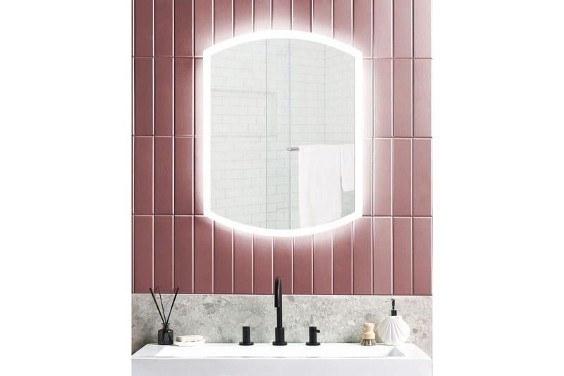 Badrumsspegel med LED Beliani Beziers Silver - Interiør - Baderomsinnredning - Baderomsspeil