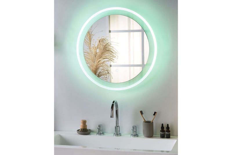 Badrumsspegel med LED Beliani Brinay Silver - Interiør - Baderomsinnredning - Baderomsspeil